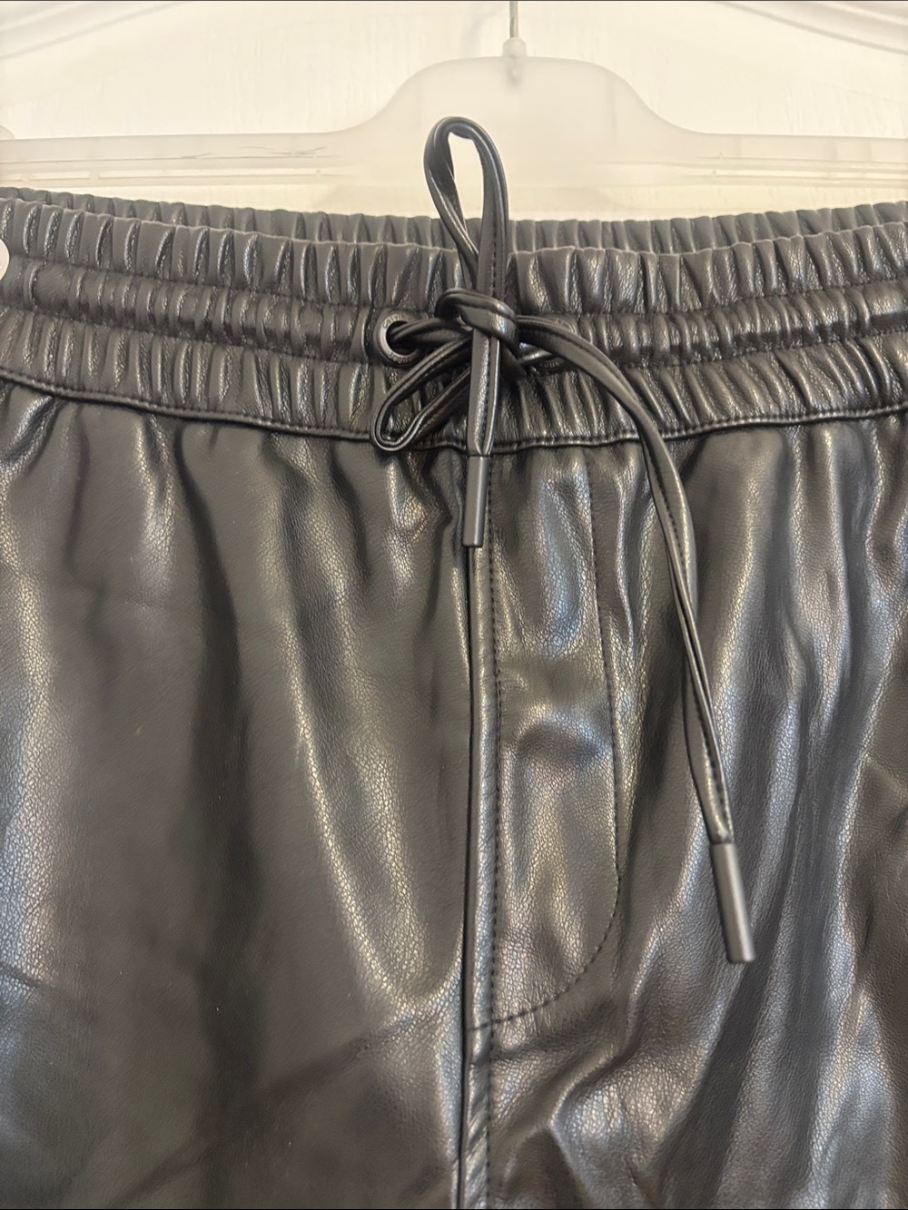 Calvin Klein Jeans Black Faux Leather Shorts - Picture 2 of 15